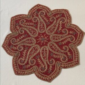 Vintage Red and Gold Glass Beaded Table Topper